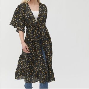 Urban Outfitters Midi Floral Tie Front Kimono